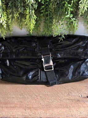 Black Fold Over Wristlet Purse Clutch Evening Bag with Buckle Clasp